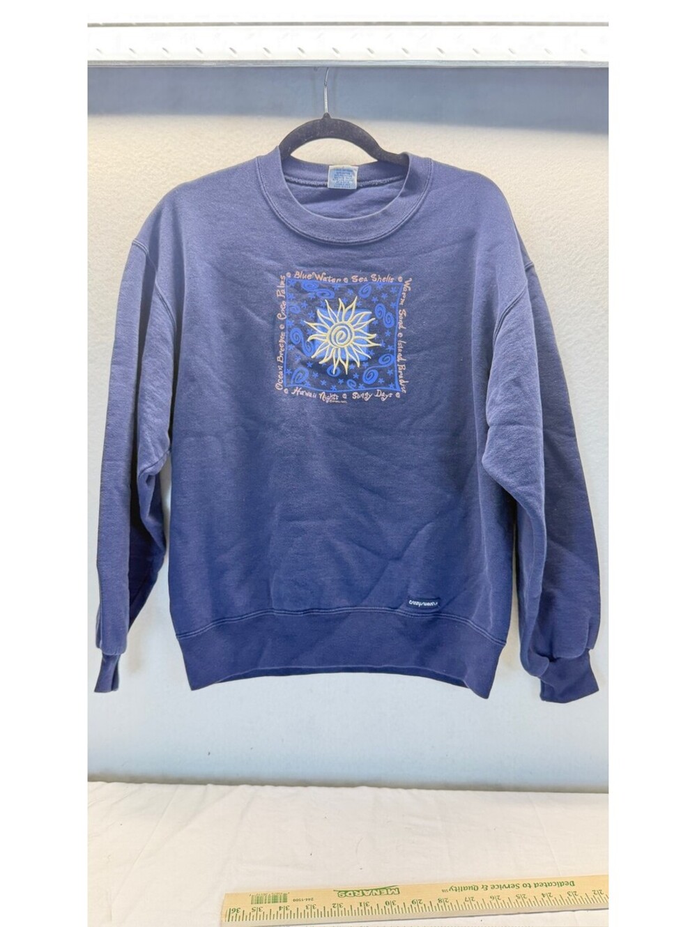 Vintage Crazy Shirts Hawaii Sun Sweatshirt Navy Blue Size Small A-11